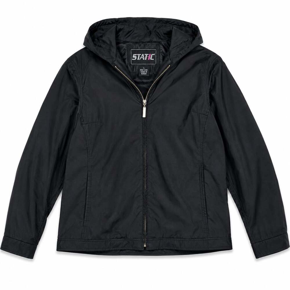Static Black Lightweight Hooded Zip-Up Jacket